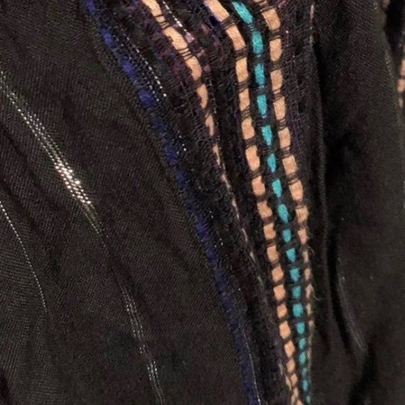 $$$$$$OLD M Elan Black Multicolor Viscose Striped High Waist Wide Leg Pants Tank - Picture 12 of 13